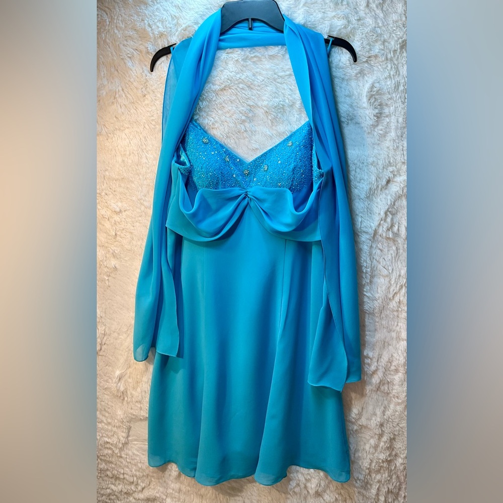 Poly USA Turquoise Beaded Dress 2XL